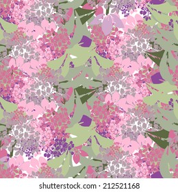 Elegant seamless pattern with hand drawn decorative lilac flowers, design elements. Floral pattern for wedding invitations, greeting cards, scrapbooking, print, gift wrap, manufacturing.