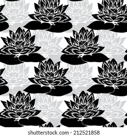 Elegant seamless pattern with hand drawn decorative lotus flowers, design elements. Floral pattern for wedding invitations, greeting cards, scrapbooking, print, gift wrap, manufacturing.
