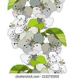 Elegant seamless pattern with hand drawn decorative sakura, cherry blossom flowers, design elements. Floral pattern for wedding invitations, greeting cards, scrapbooking gift wrap, manufacturi