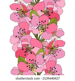 Elegant seamless pattern with hand drawn decorative sakura, cherry blossom flowers, design elements. Floral pattern for wedding invitations, greeting cards, scrapbooking, gift wrap, manufacturing.