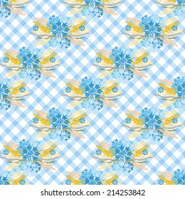 Elegant seamless pattern with hand drawn decorative flowers, design elements. Floral pattern for wedding invitations, greeting cards, scrapbooking, print, gift wrap, manufacturing.