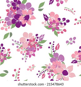 Elegant seamless pattern with hand drawn decorative flowers, design elements. Floral pattern for wedding invitations, greeting cards, scrapbooking, print, gift wrap, manufacturing.