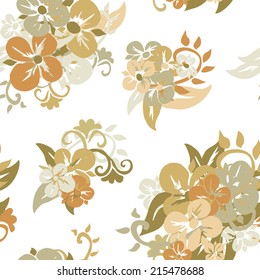 Elegant seamless pattern with hand drawn decorative flowers, design elements. Floral pattern for wedding invitations, greeting cards, scrapbooking, print, gift wrap, manufacturing.