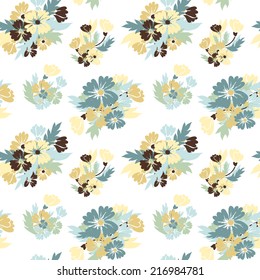 Elegant seamless pattern with hand drawn decorative flowers, design elements. Floral pattern for wedding invitations, greeting cards, scrapbooking, print, gift wrap, manufacturing.
