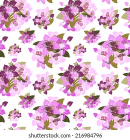 Elegant seamless pattern with hand drawn decorative orchid flowers, design elements. Floral pattern for wedding invitations, greeting cards, scrapbooking, print, gift wrap, manufacturing.
