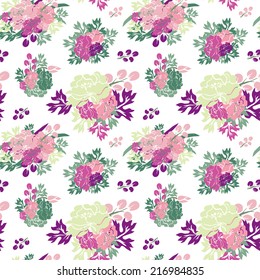 Elegant seamless pattern with hand drawn decorative peony flowers, design elements. Floral pattern for wedding invitations, greeting cards, scrapbooking, print, gift wrap, manufacturing.