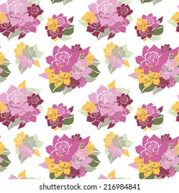 Elegant seamless pattern with hand drawn decorative gardenia flowers, design elements. Floral pattern for wedding invitations, greeting cards, scrapbooking, print, gift wrap, manufacturing.