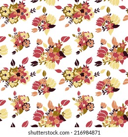 Elegant seamless pattern with hand drawn decorative flowers, design elements. Floral pattern for wedding invitations, greeting cards, scrapbooking, print, gift wrap, manufacturing.