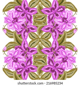 Elegant seamless pattern with hand drawn decorative orchid flowers, design elements. Floral pattern for wedding invitations, greeting cards, scrapbooking, print, gift wrap, manufacturing.