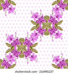 Elegant seamless pattern with hand drawn decorative orchid flowers, design elements. Floral pattern for wedding invitations, greeting cards, scrapbooking, print, gift wrap, manufacturing.