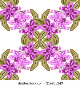Elegant seamless pattern with hand drawn decorative orchid flowers, design elements. Floral pattern for wedding invitations, greeting cards, scrapbooking, print, gift wrap, manufacturing.