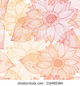 Elegant seamless pattern with hand drawn decorative sunflowers, design elements. Floral pattern for wedding invitations, greeting cards, scrapbooking, print, gift wrap, manufacturing.