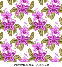 Elegant seamless pattern with hand drawn decorative orchid flowers, design elements. Floral pattern for wedding invitations, greeting cards, scrapbooking, print, gift wrap, manufacturing.
