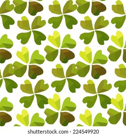 Elegant seamless pattern with hand drawn decorative geometric clovers, design elements. Floral pattern for invitations, greeting cards, scrapbooking, print, wrap, manufacturing. St Patricks day theme