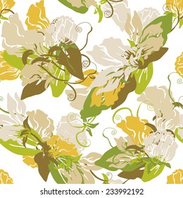 Elegant seamless pattern with hand drawn decorative sweet pea flowers, design elements. Floral pattern for wedding invitations, greeting cards, scrapbooking, print, gift wrap, manufacturing.