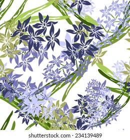 Elegant seamless pattern with hand drawn decorative hyacinth flowers, design elements. Floral pattern for wedding invitations, greeting cards, scrapbooking, print, gift wrap, manufacturing.
