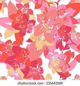 Elegant seamless pattern with hand drawn decorative orchid flowers, design elements. Floral pattern for wedding invitations, greeting cards, scrapbooking, print, gift wrap, manufacturing.