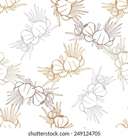 Elegant seamless pattern with hand drawn garlic, design elements. Can be used for invitations, greeting cards, scrapbooking, print, gift wrap, manufacturing. Food background