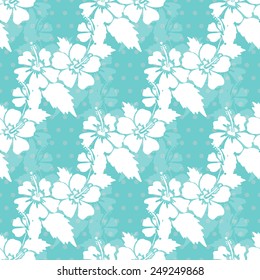 Elegant seamless pattern with hand drawn decorative hibiscus flowers, design elements. Floral pattern for wedding invitations, greeting cards, scrapbooking, print, gift wrap, manufacturing.