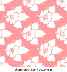 Elegant seamless pattern with hand drawn decorative hibiscus flowers, design elements. Floral pattern for wedding invitations, greeting cards, scrapbooking, print, gift wrap, manufacturing.