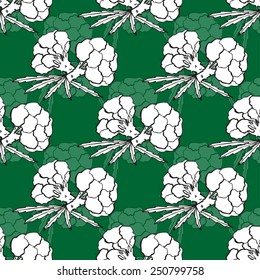 Elegant seamless pattern with hand drawn broccoli, design elements. Can be used for invitations, greeting cards, scrapbooking, print, gift wrap, manufacturing. Food background