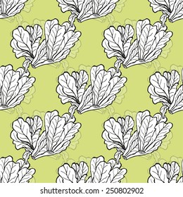 Elegant seamless pattern with hand drawn lettuce, design elements. Can be used for invitations, greeting cards, scrapbooking, print, gift wrap, manufacturing. Food background