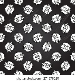 Elegant seamless pattern with hand drawn decorative love stamps, design elements. Can be used for valentines day, wedding invitations, greeting cards, scrapbooking, print, gift wrap, manufacturing