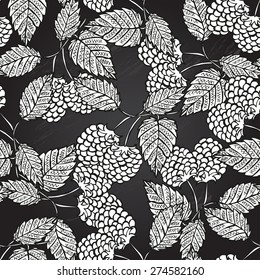 Elegant seamless pattern with hand drawn decorative raspberries, design elements. Can be used for invitations, greeting cards, scrapbooking, print, gift wrap, manufacturing. Chalkboard food background