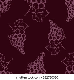 Elegant seamless pattern with hand drawn decorative grapes, design elements. Can be used for invitations, greeting cards, scrapbooking, print, gift wrap, manufacturing. Food background