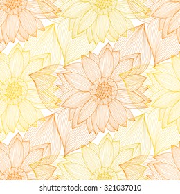 Elegant seamless pattern with hand drawn decorative sunflowers, design elements. Floral pattern for wedding invitations, greeting cards, scrapbooking, print, gift wrap, manufacturing.