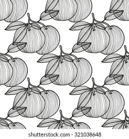 Elegant seamless pattern with hand drawn decorative grapefruits, design elements. Can be used for invitations, greeting cards, scrapbooking, print, gift wrap, manufacturing. Food background