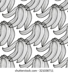 Elegant seamless pattern with hand drawn decorative bananas, design elements. Can be used for invitations, greeting cards, scrapbooking, print, gift wrap, manufacturing. Food background
