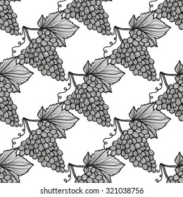 Elegant seamless pattern with hand drawn decorative grapes, design elements. Can be used for invitations, greeting cards, scrapbooking, print, gift wrap, manufacturing. Food background
