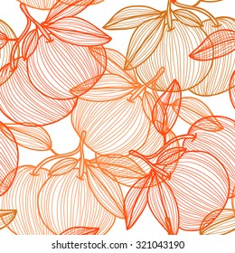 Elegant seamless pattern with hand drawn decorative grapefruits, design elements. Can be used for invitations, greeting cards, scrapbooking, print, gift wrap, manufacturing. Food background