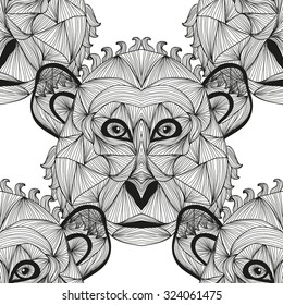 Elegant seamless pattern with hand drawn decorative monkeys, design elements. Can be used for invitations, greeting cards, scrapbooking, print, gift wrap, manufacturing. Animal theme. Symbol of 2016