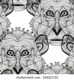 Elegant seamless pattern with hand drawn decorative monkeys, design elements. Can be used for invitations, greeting cards, scrapbooking, print, gift wrap, manufacturing. Animal theme. Symbol of 2016
