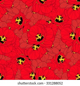 Elegant seamless pattern with hand drawn decorative tulip flowers, design elements. Floral pattern for wedding invitations, greeting cards, scrapbooking, print, gift wrap, manufacturing.