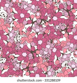 Elegant seamless pattern with hand drawn decorative cherry flowers, design elements. Floral pattern for wedding invitations, greeting cards, scrapbooking, print, gift wrap, manufacturing