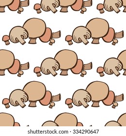 Elegant seamless pattern with hand drawn mushrooms, design elements. Can be used for invitations, greeting cards, scrapbooking, print, gift wrap, manufacturing. Food background
