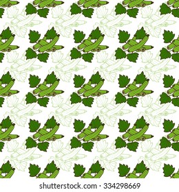 Elegant seamless pattern with hand drawn zucchini, design elements. Can be used for invitations, greeting cards, scrapbooking, print, gift wrap, manufacturing. Food background