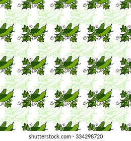 Elegant seamless pattern with hand drawn cucumbers, design elements. Can be used for invitations, greeting cards, scrapbooking, print, gift wrap, manufacturing. Food background