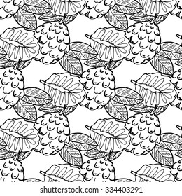 Elegant seamless pattern with hand drawn decorative ilama fruits, design elements. Can be used for invitations, greeting cards, scrapbooking, print, gift wrap, manufacturing. Food background