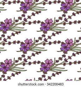 Elegant seamless pattern with hand drawn lavender, design element. Can be used for invitations, greeting cards, scrapbooking, print, gift wrap, manufacturing. Food background. Herbs and spices