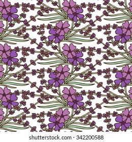 Elegant seamless pattern with hand drawn lavender, design element. Can be used for invitations, greeting cards, scrapbooking, print, gift wrap, manufacturing. Food background. Herbs and spices