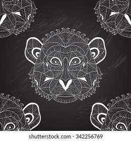 Elegant seamless pattern with hand drawn decorative monkeys, design elements. Can be used for invitations, greeting cards, scrapbooking, print, gift wrap, manufacturing. Animal theme. 2016 symbol
