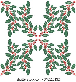 Elegant seamless pattern with hand drawn decorative holly berries, design elements. Can be used for winter holiday invitations, greeting cards, scrapbooking, print, gift wrap, manufacturing