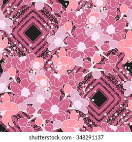 Elegant seamless pattern with hand drawn decorative cherry blossom flowers, design elements. Floral pattern for wedding invitations, greeting cards, scrapbooking, print, gift wrap, manufacturing.