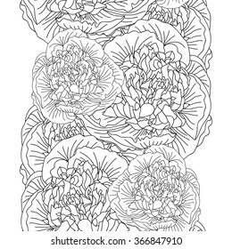 Elegant seamless pattern with hand drawn decorative peony flowers, design elements. Floral pattern for wedding invitations, greeting cards, scrapbooking, print, gift wrap, manufacturing.