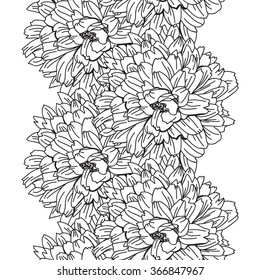 Elegant seamless pattern with hand drawn decorative chrysanthemum flowers, design elements. Floral pattern for wedding invitations, greeting cards, scrapbooking, print, gift wrap, manufacturing.