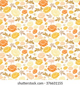 Elegant seamless pattern with hand drawn decorative chrysanthemum flowers, design elements. Floral pattern for wedding invitations, greeting cards, scrapbooking, print, gift wrap, manufacturing.